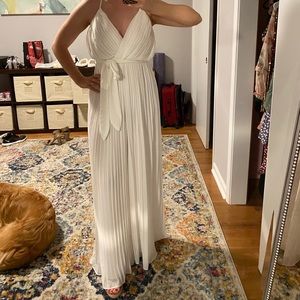 White pleated jumpsuit